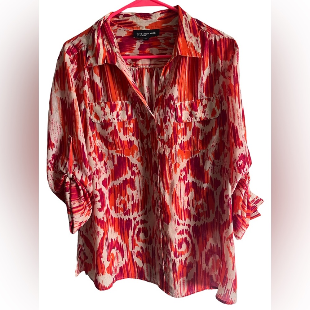 Jones New York Button Down Blouse Signature Collection size large
